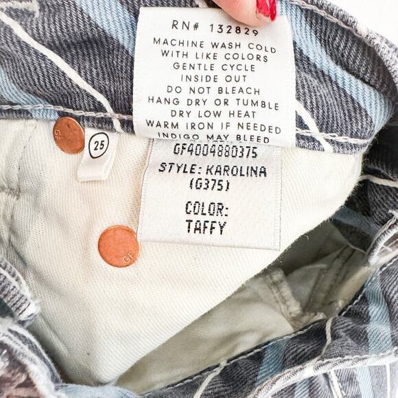GRLFRND Karolina Taffy Skinny Striped Raw Hem Denim Jeans Size 25 - Picture 8 of 11